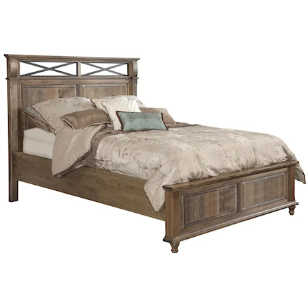 Queen Bed with Metal X Motif